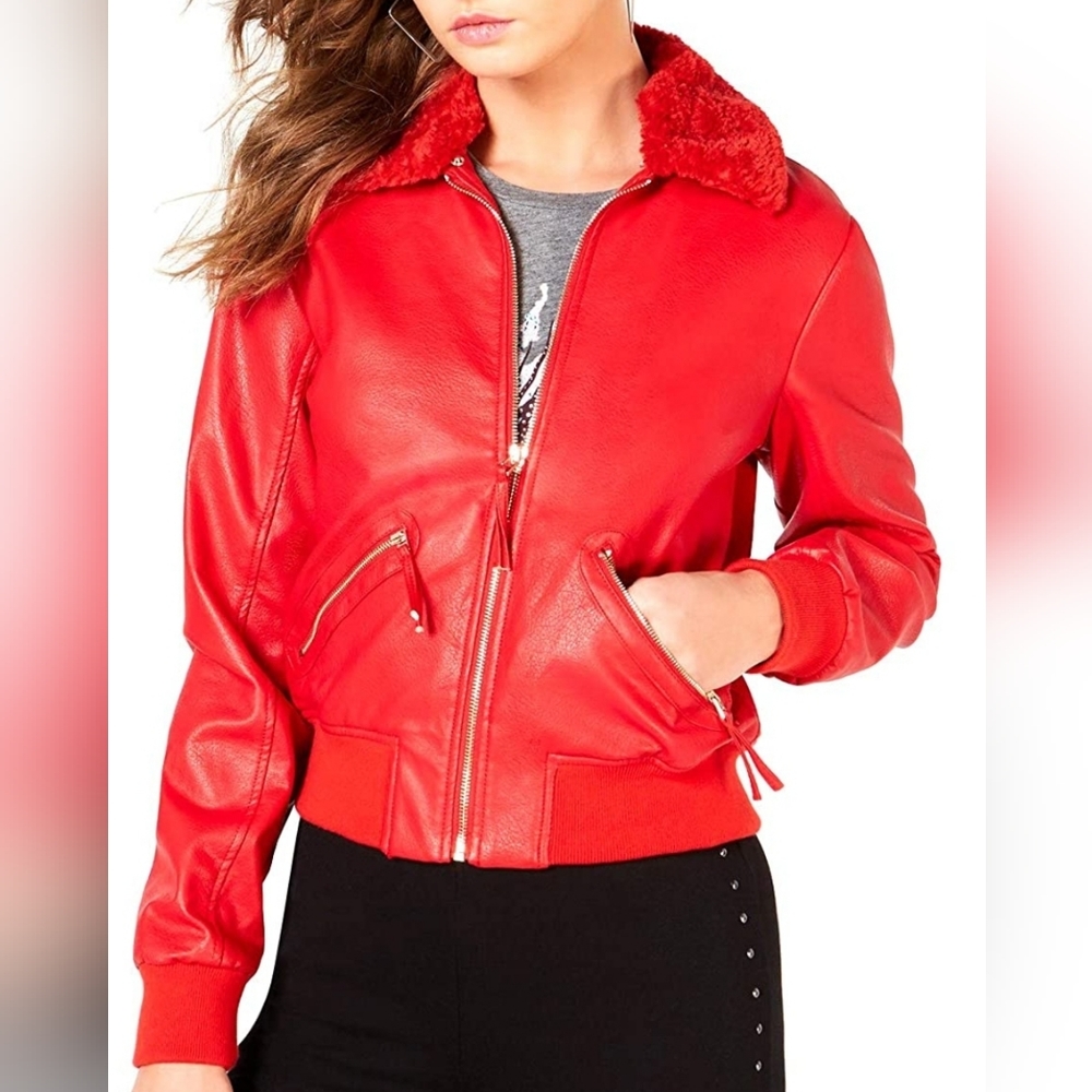 GUESS Tani Aviator Jacket, Sultry Red, Medium, NWT